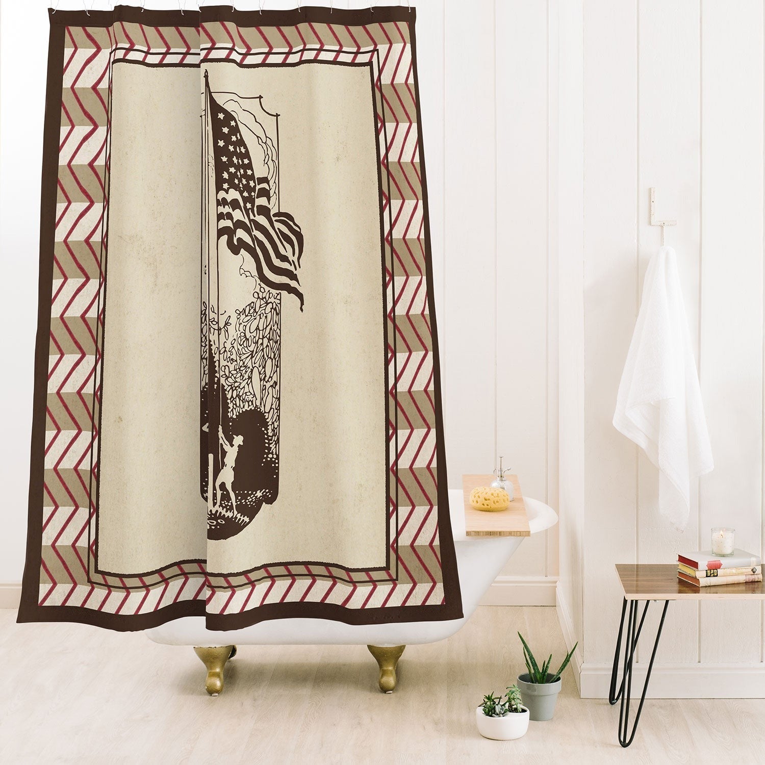 DENY Designs Flag Raisers Striped Square Shower Curtain
