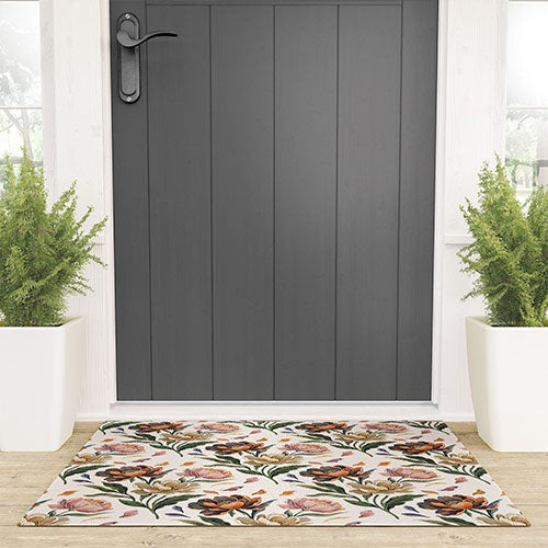 Marta Barragan Camarasa Hand Painted Peony Florals Welcome Mat