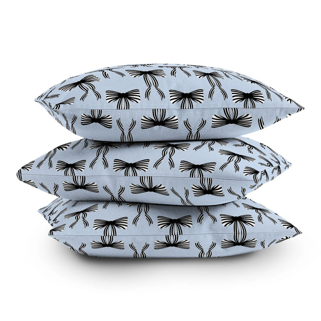 Design by Spark Black Striped Bows Outdoor Throw Pillow