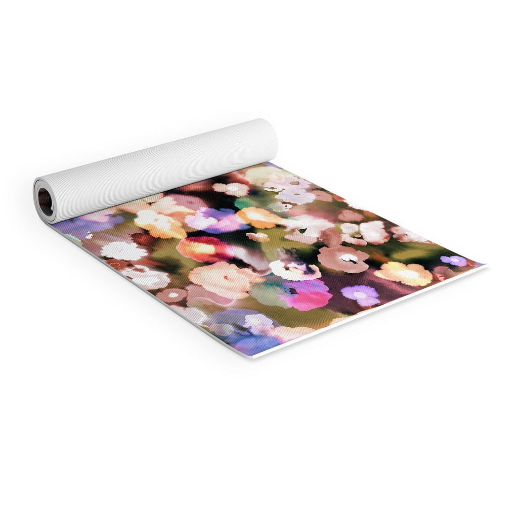 Ninola Design Botanic Retreat Ombre Abstract Watercolor Flowers Pink gold Yoga Mat