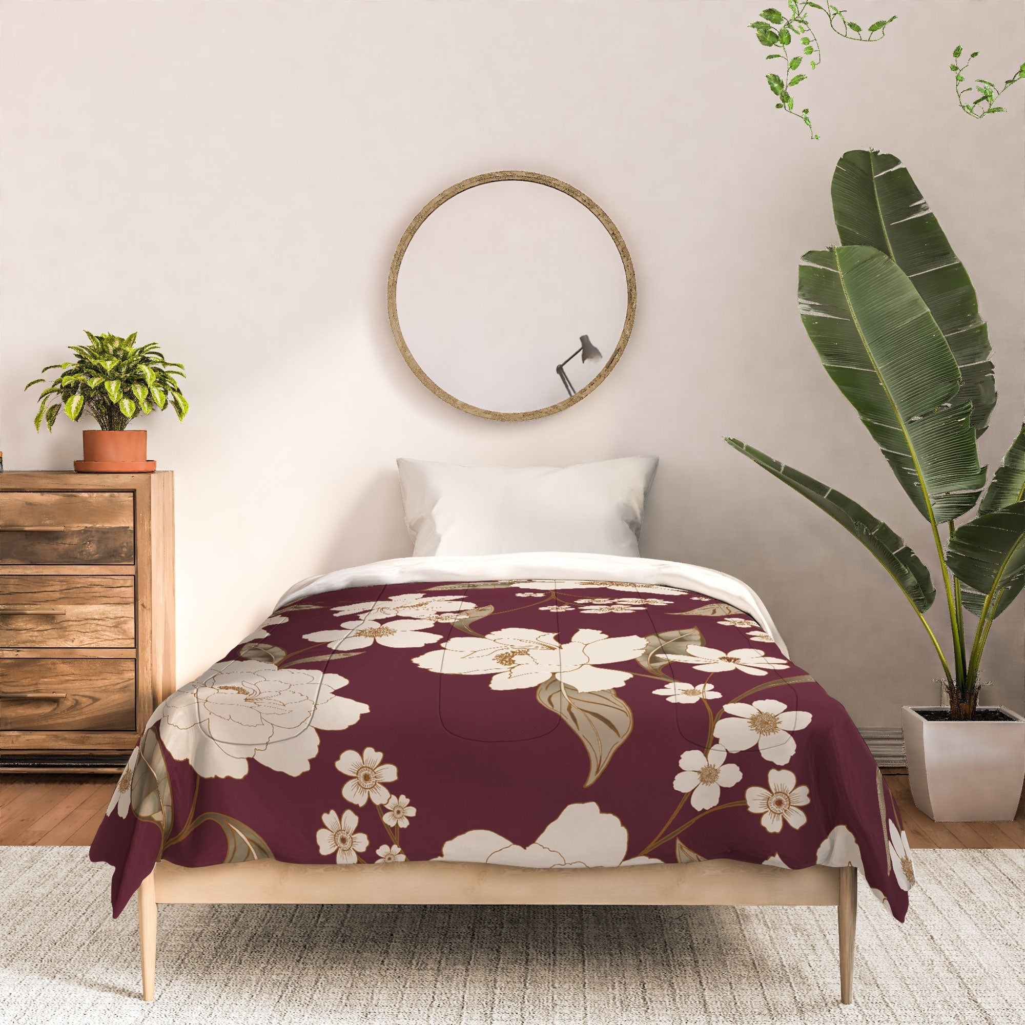 Gabriela Fuente Burgundy Floral Roberta Comforter