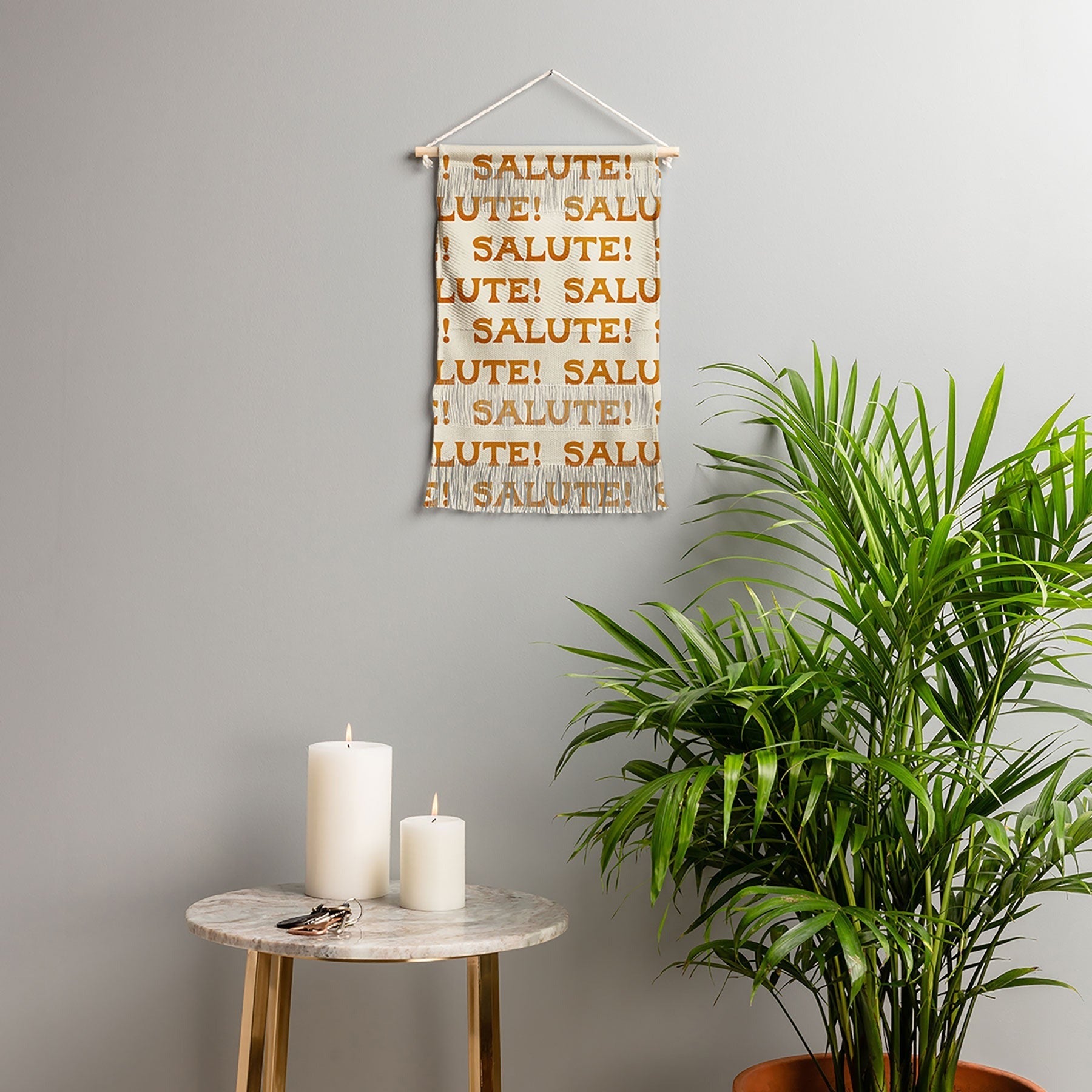 Jessica Molina Salute Gold Pattern on Cream Wall Hanging Portrait