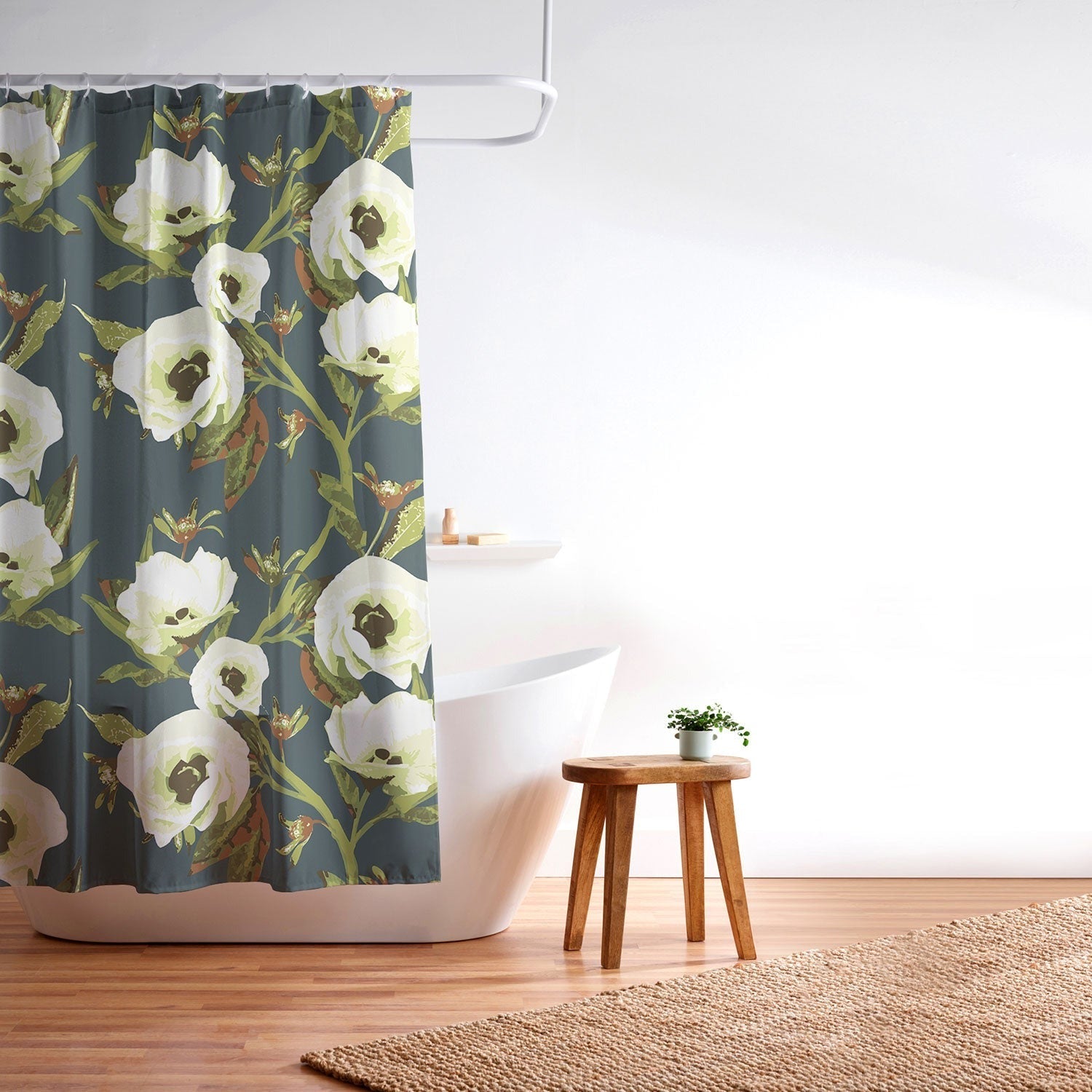 ThirtyOne Illustrations Circa in Olive Shower Curtain