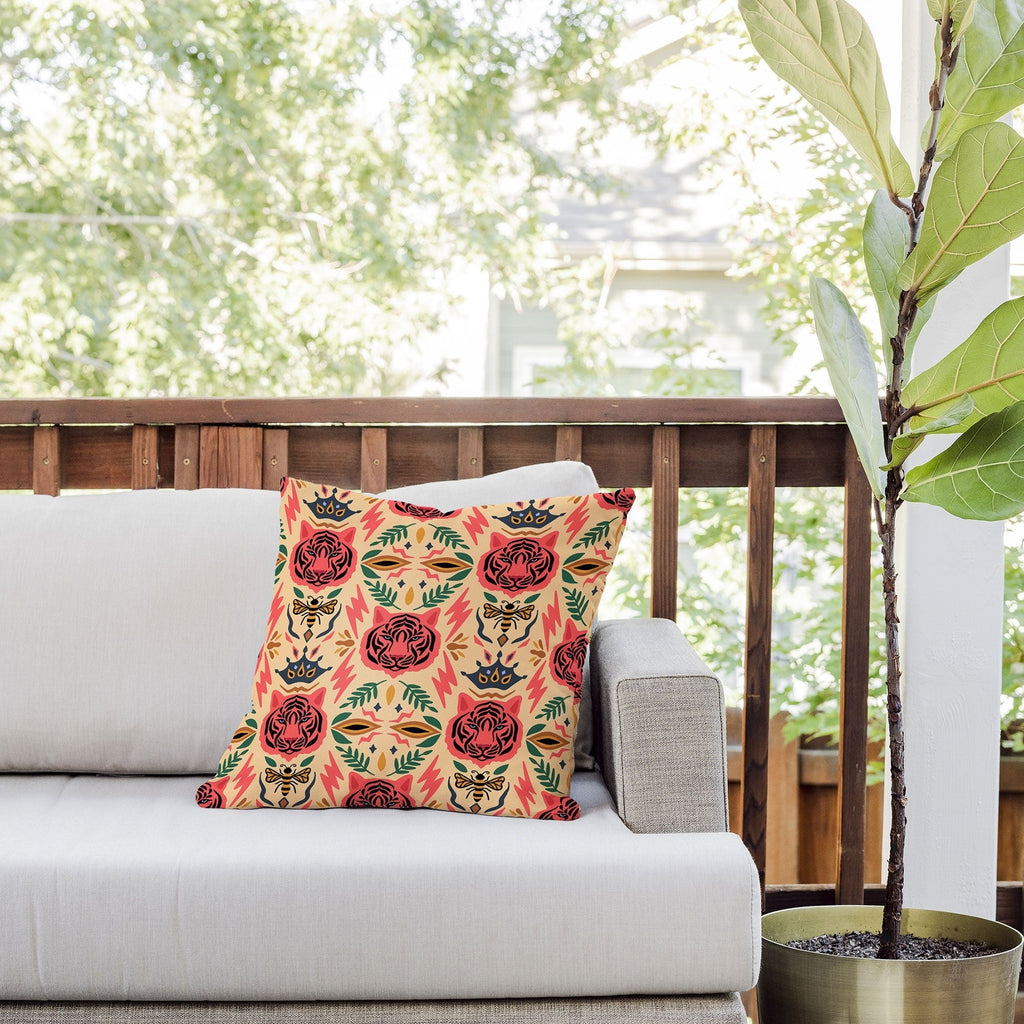 Design by Spark Tigress Queen Bee Outdoor Throw Pillow