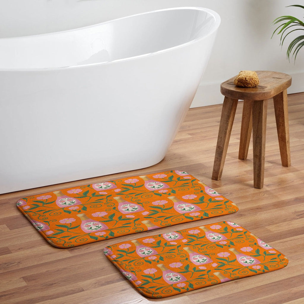 Design by Spark Rose Bubbly And Florals Memory Foam Bath Mat