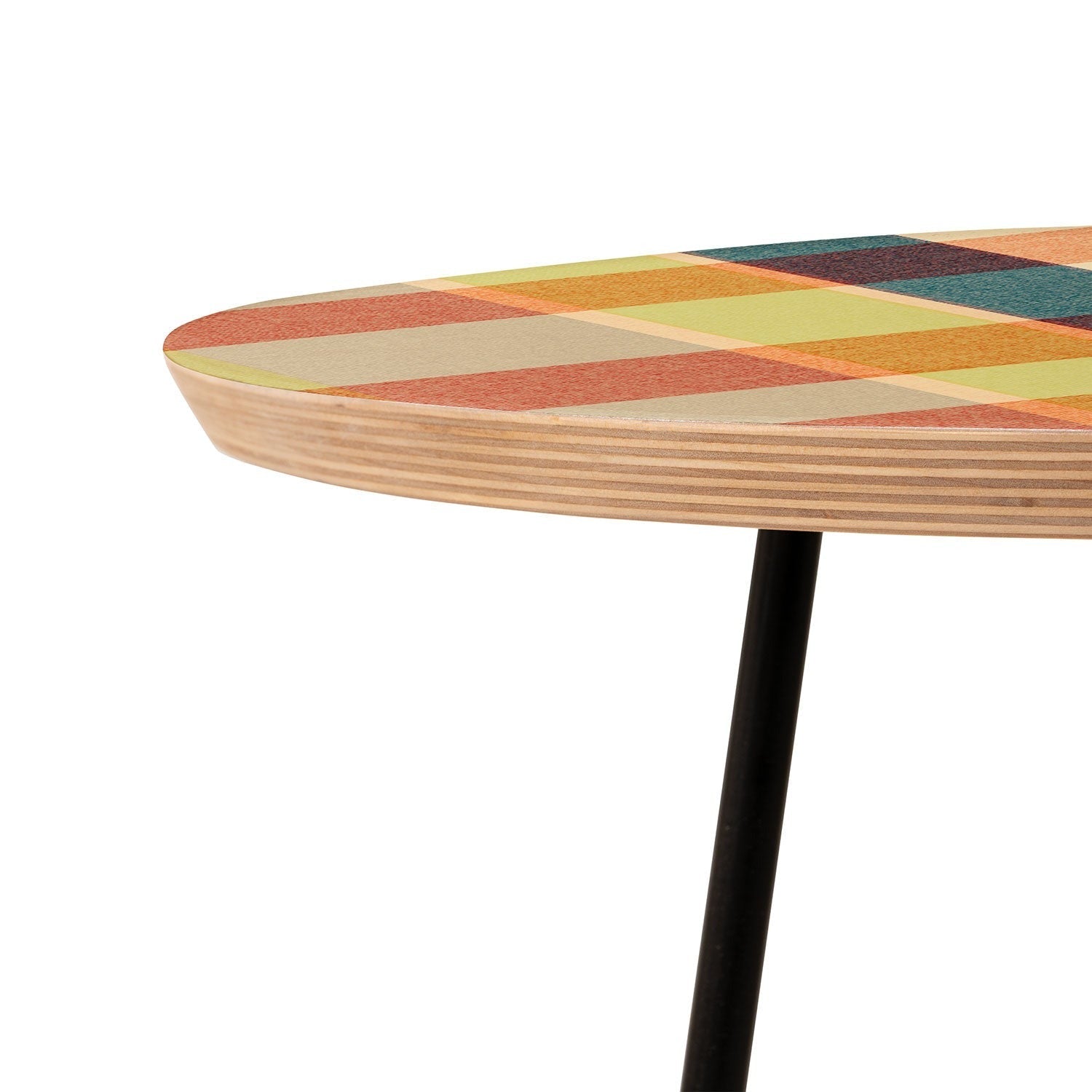 Marta Barragan Camarasa Retro Picnic Plaid Warm Tones Round Side Table