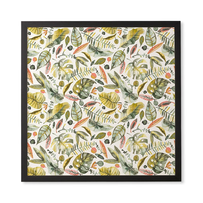 Ninola Design Botanic Retreat Tropical Jungle Leaves Botanical Green Orange Framed Wall Art