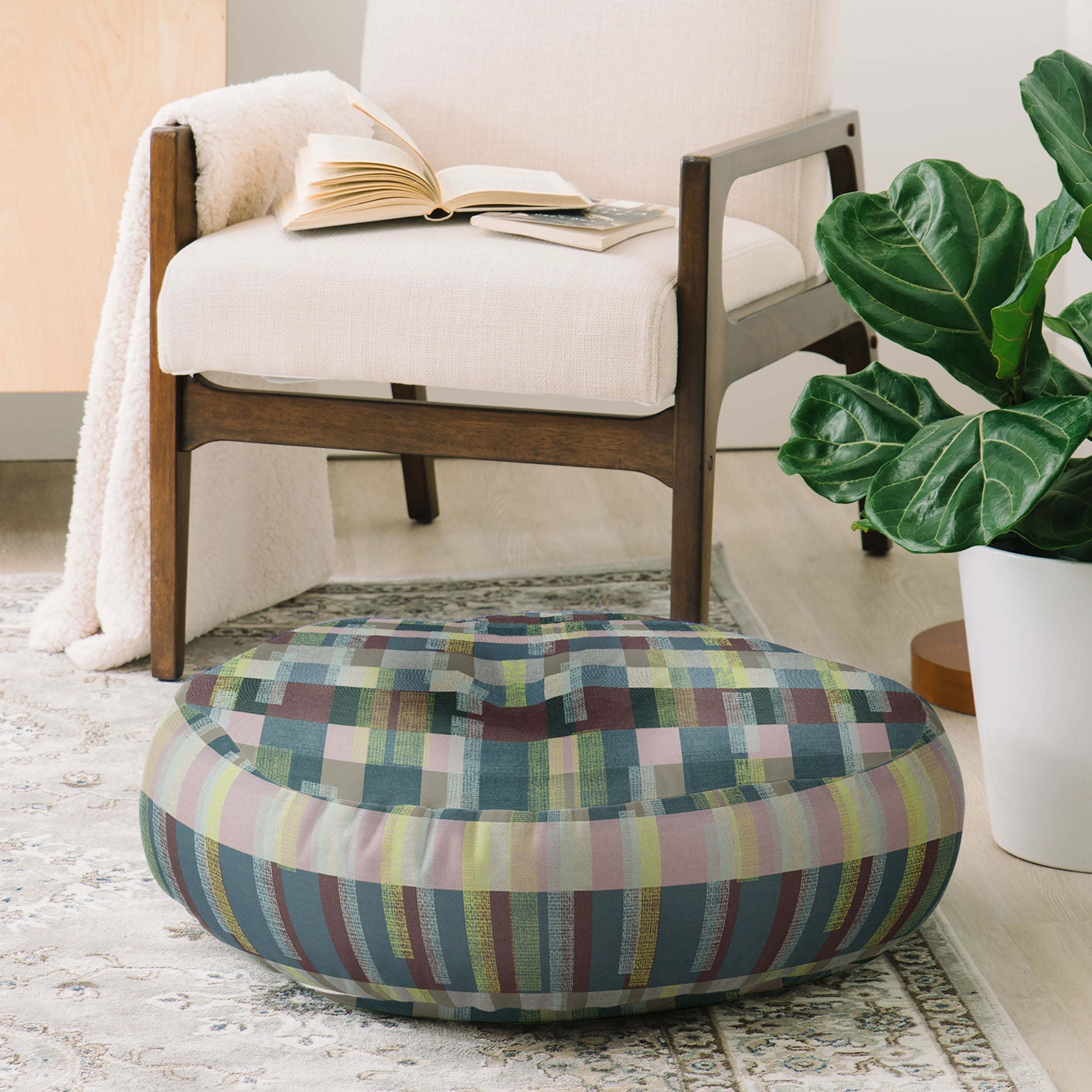 Marta Barragan Camarasa Dynamic Linear Blocks Floor Pillow Round