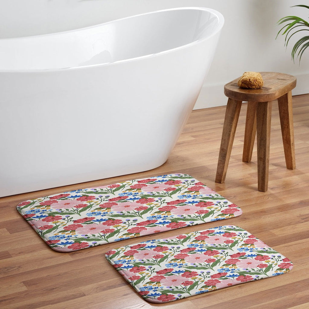 Design by Spark Wild Bloom Flowers Memory Foam Bath Mat