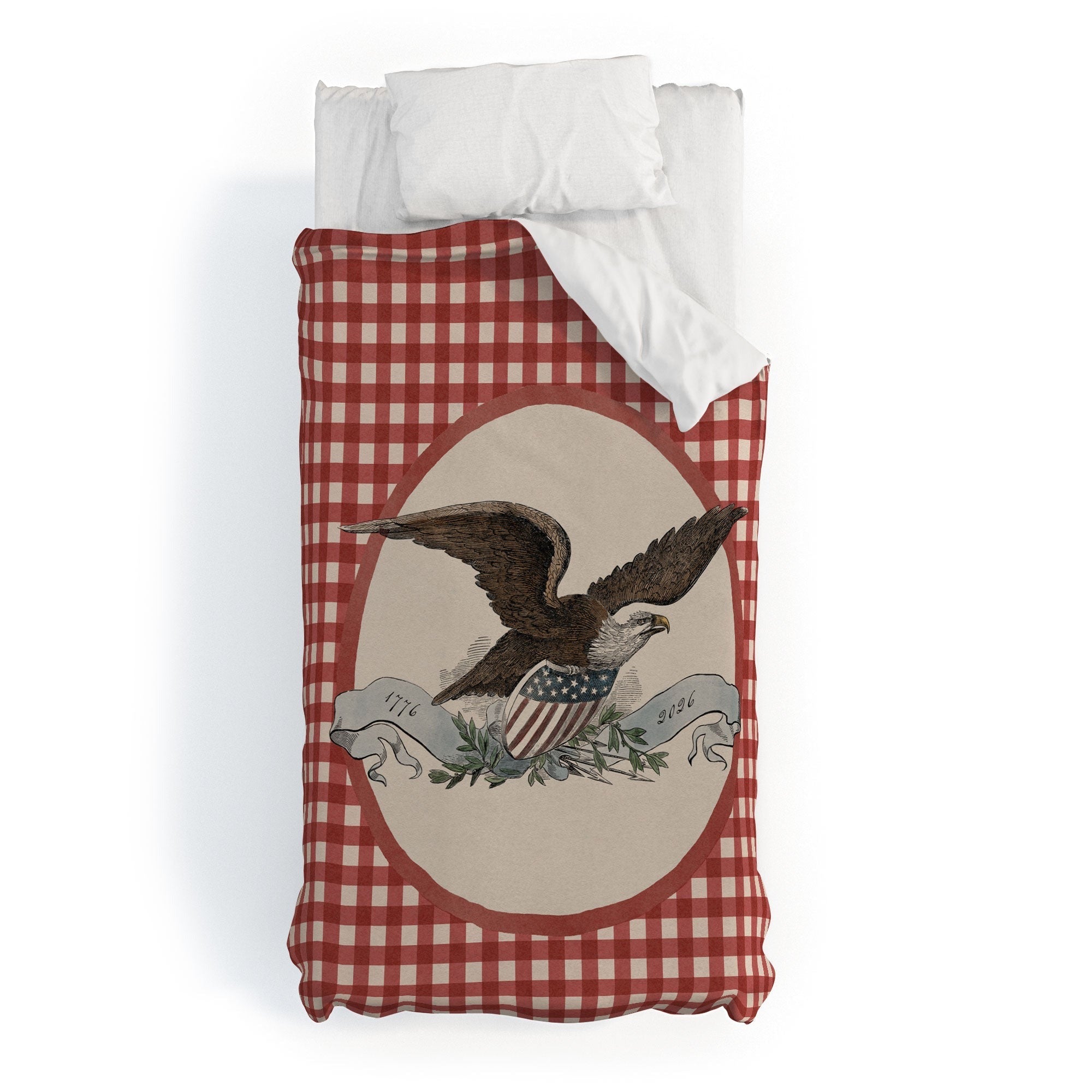 DENY Designs Gingham Eagle Duvet Cover