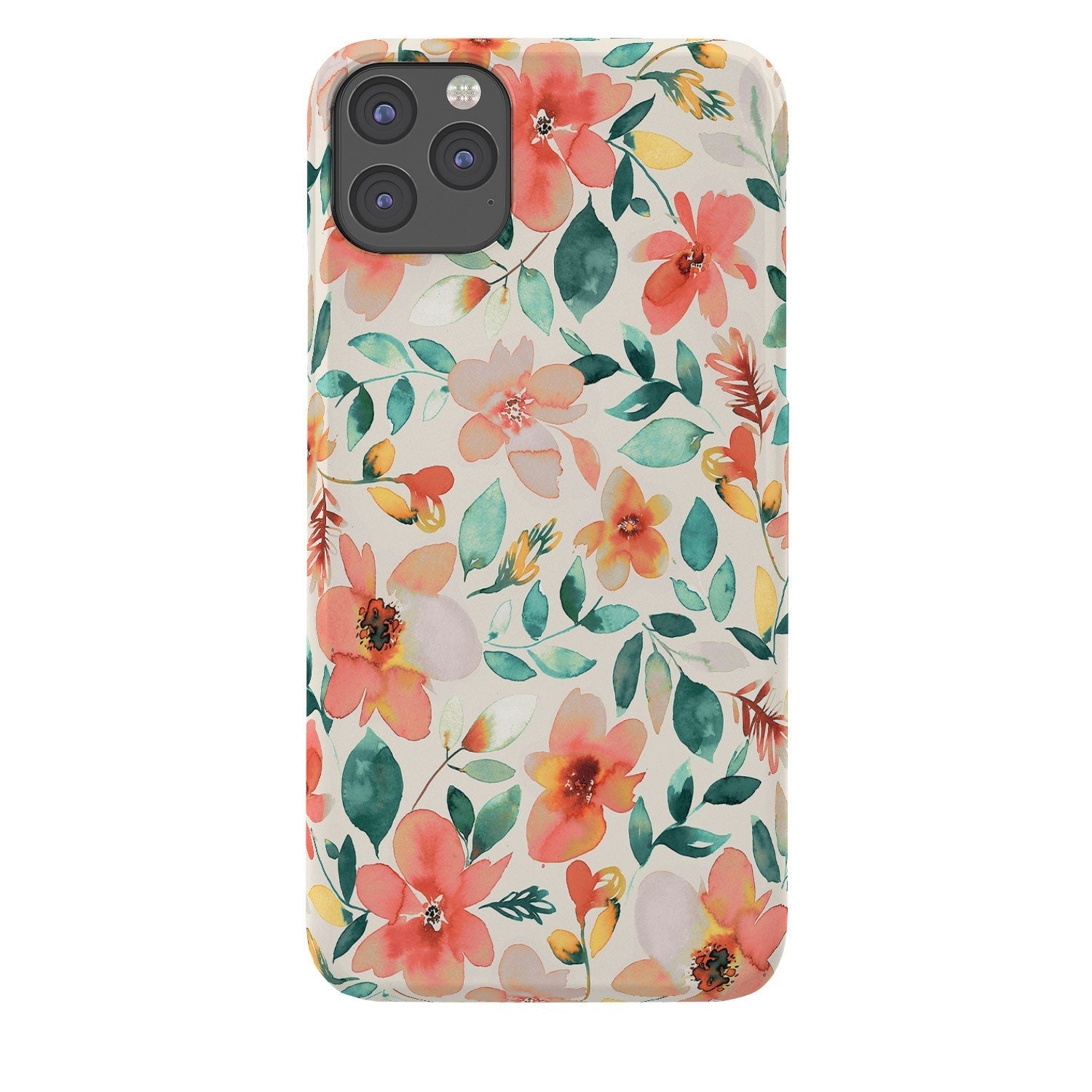 Ninola Design Botanic Retreat Tropical Whimsical Flowers Coral Green Phone Case
