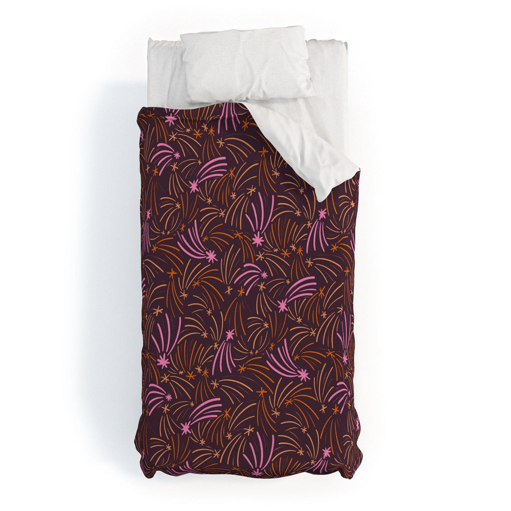 Little Om Pattern Shooting Stars plum Duvet Cover