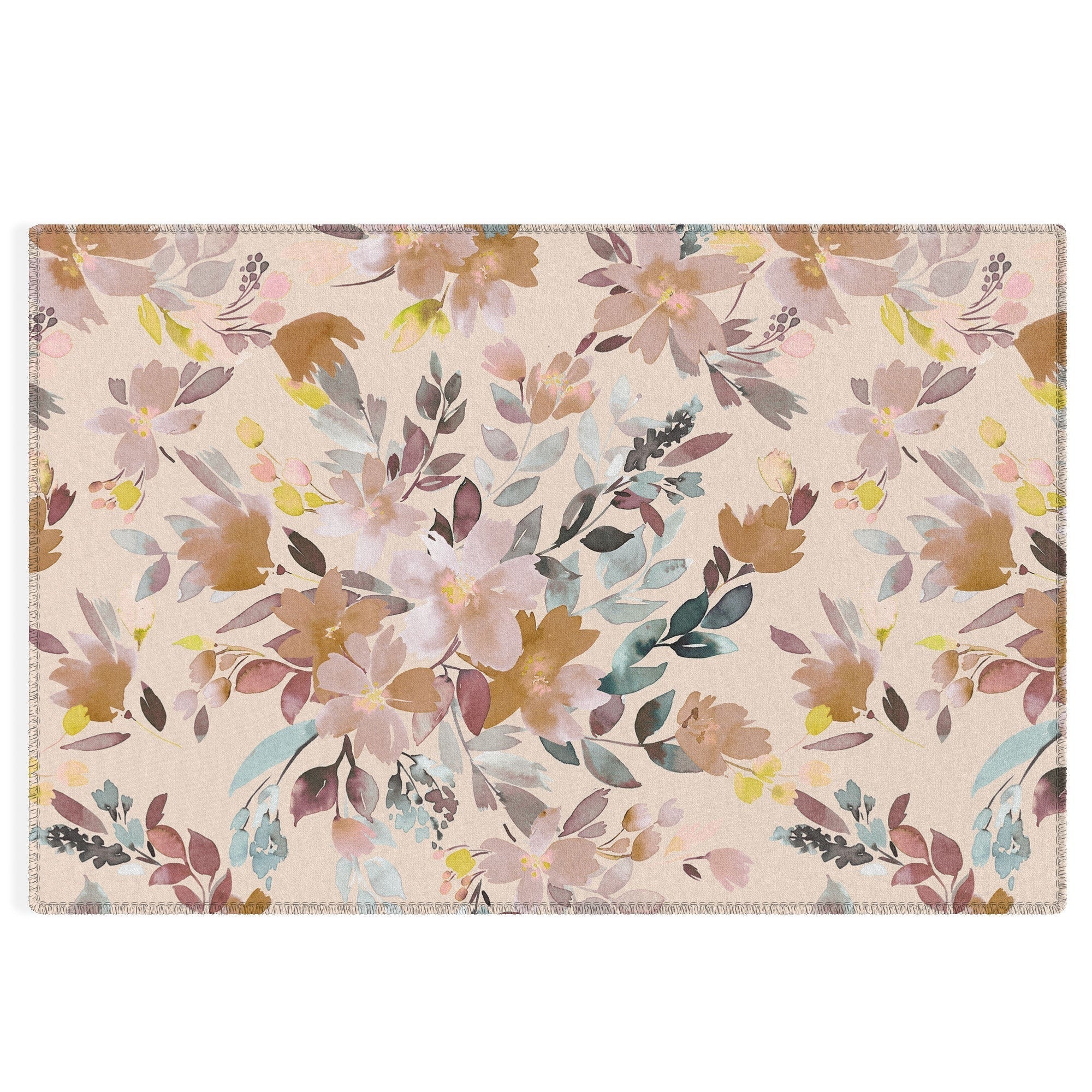 Ninola Design Botanic Retreat Floral Oleander Whimsical Soft Pink Outdoor Rug