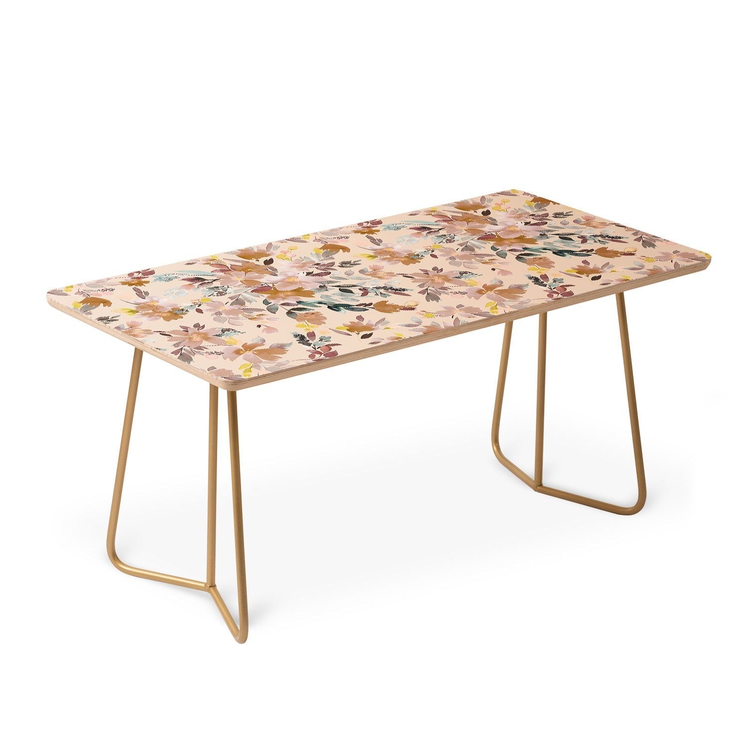 Ninola Design Botanic Retreat Floral Oleander Whimsical Soft Pink Coffee Table