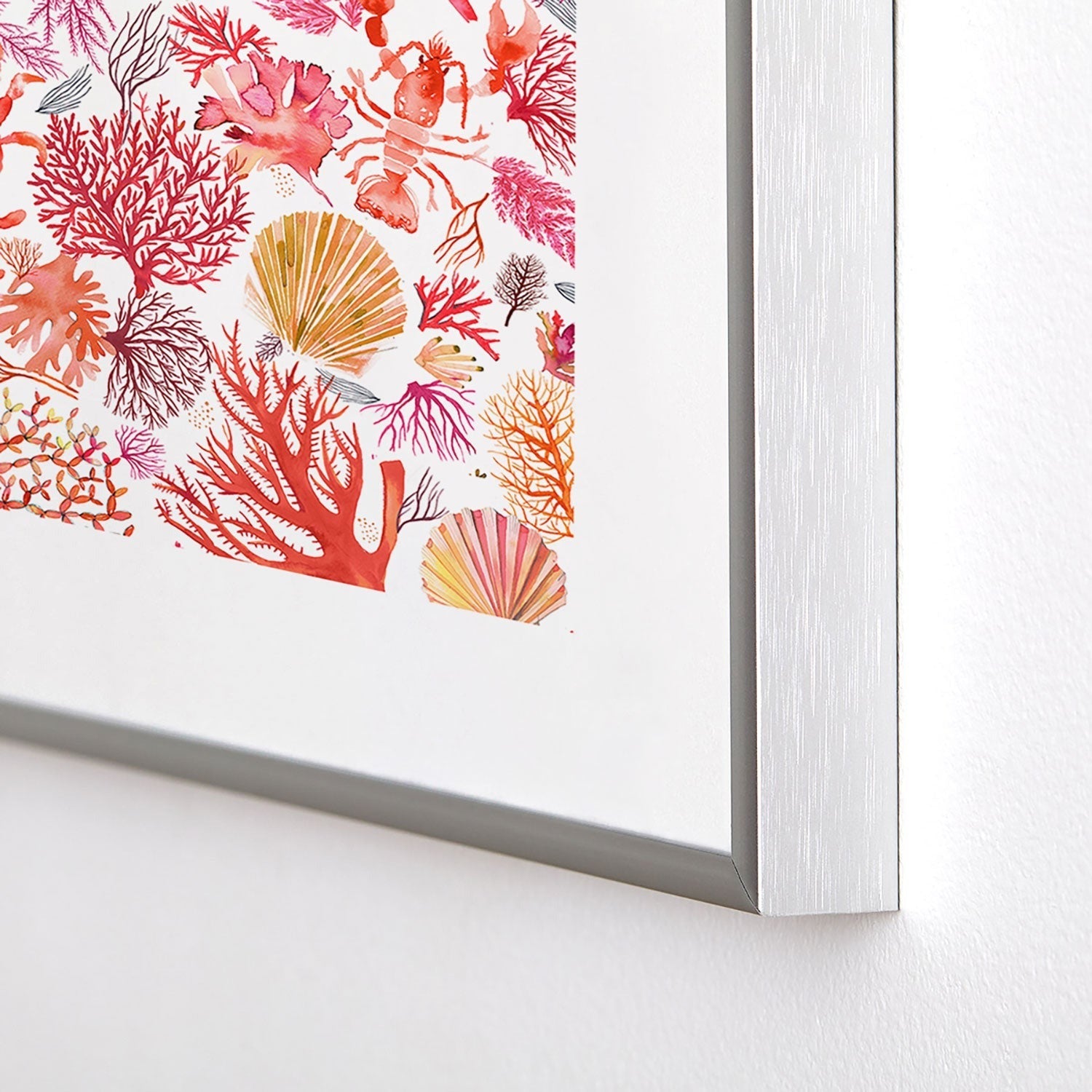 Ninola Design Botanic Retreat Coral Reef Crab Lobster Red Metal Framed Art Print