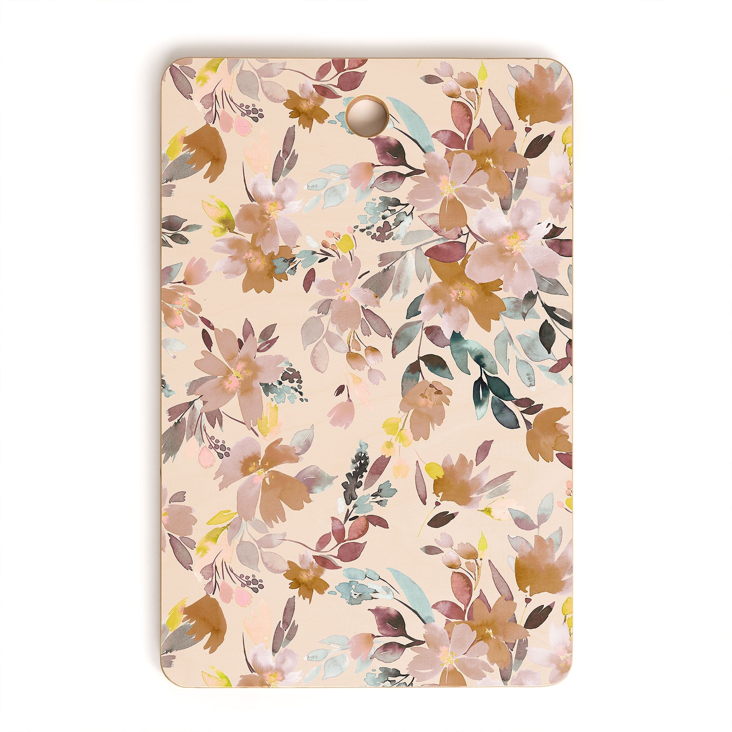 Ninola Design Botanic Retreat Floral Oleander Whimsical Soft Pink Cutting Board Rectangle
