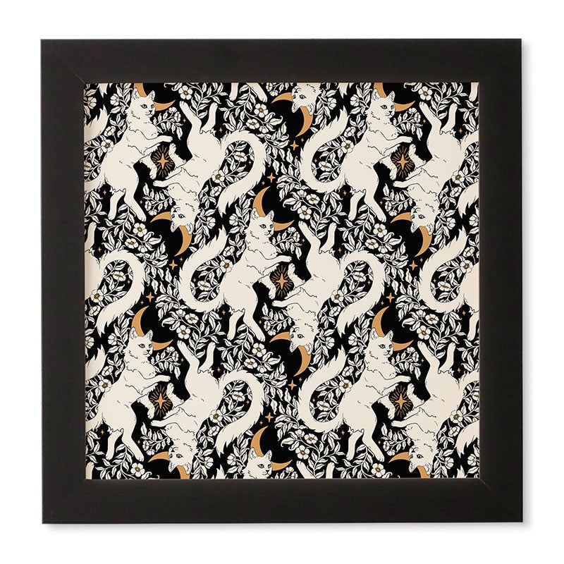 Avenie Celestial Cats Gold Framed Wall Art