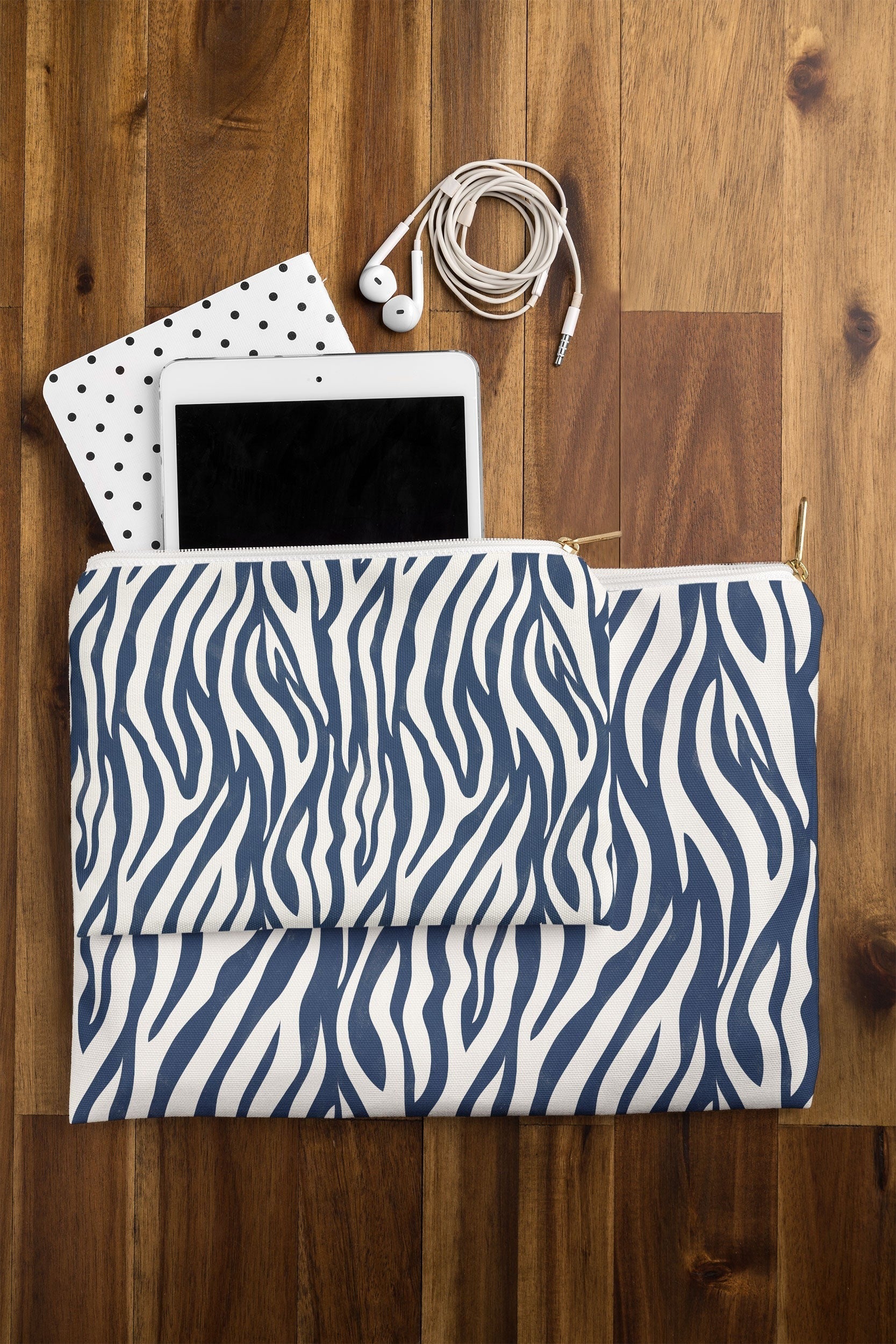 Avenie BR Navy Tiger Stripes Pouch