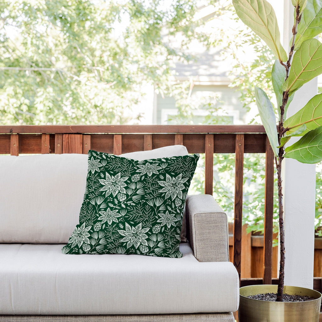 Pimlada Phuapradit Christmas Poinsettia Outdoor Throw Pillow