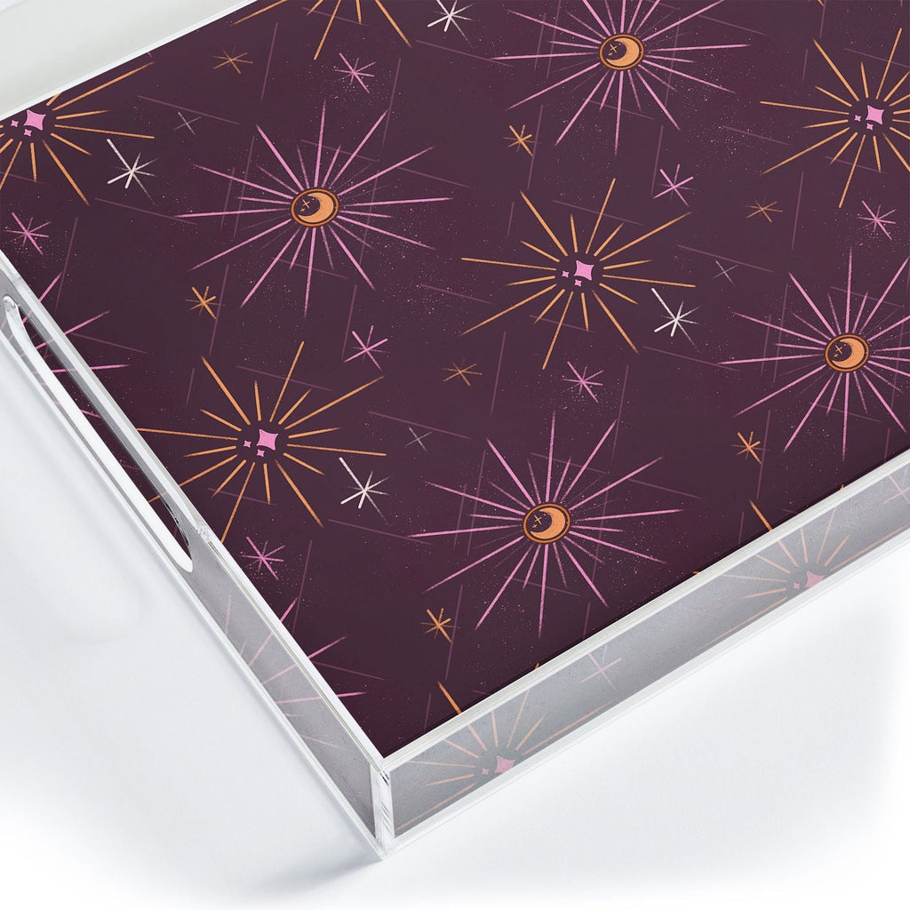 Little Om Pattern Little Moon plum Acrylic Tray