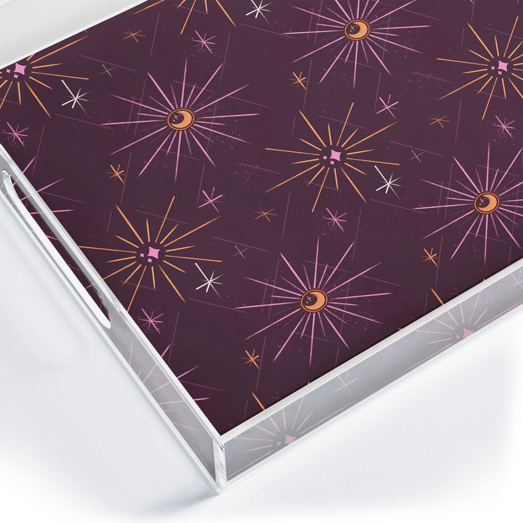 Little Om Pattern Little Moon plum Acrylic Tray