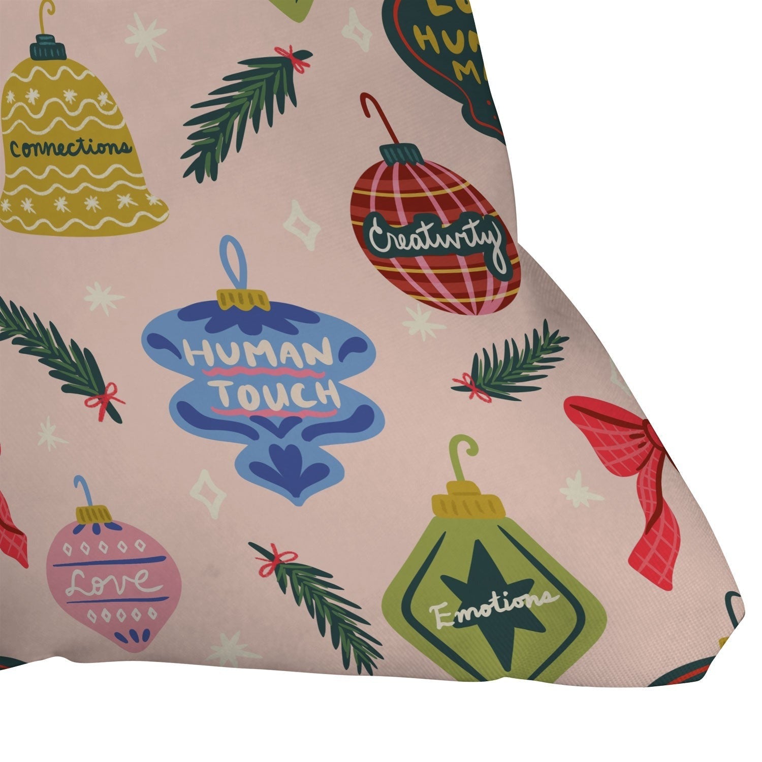 Design by Spark Love Human Made Christmas Ornaments Outdoor Throw Pillow
