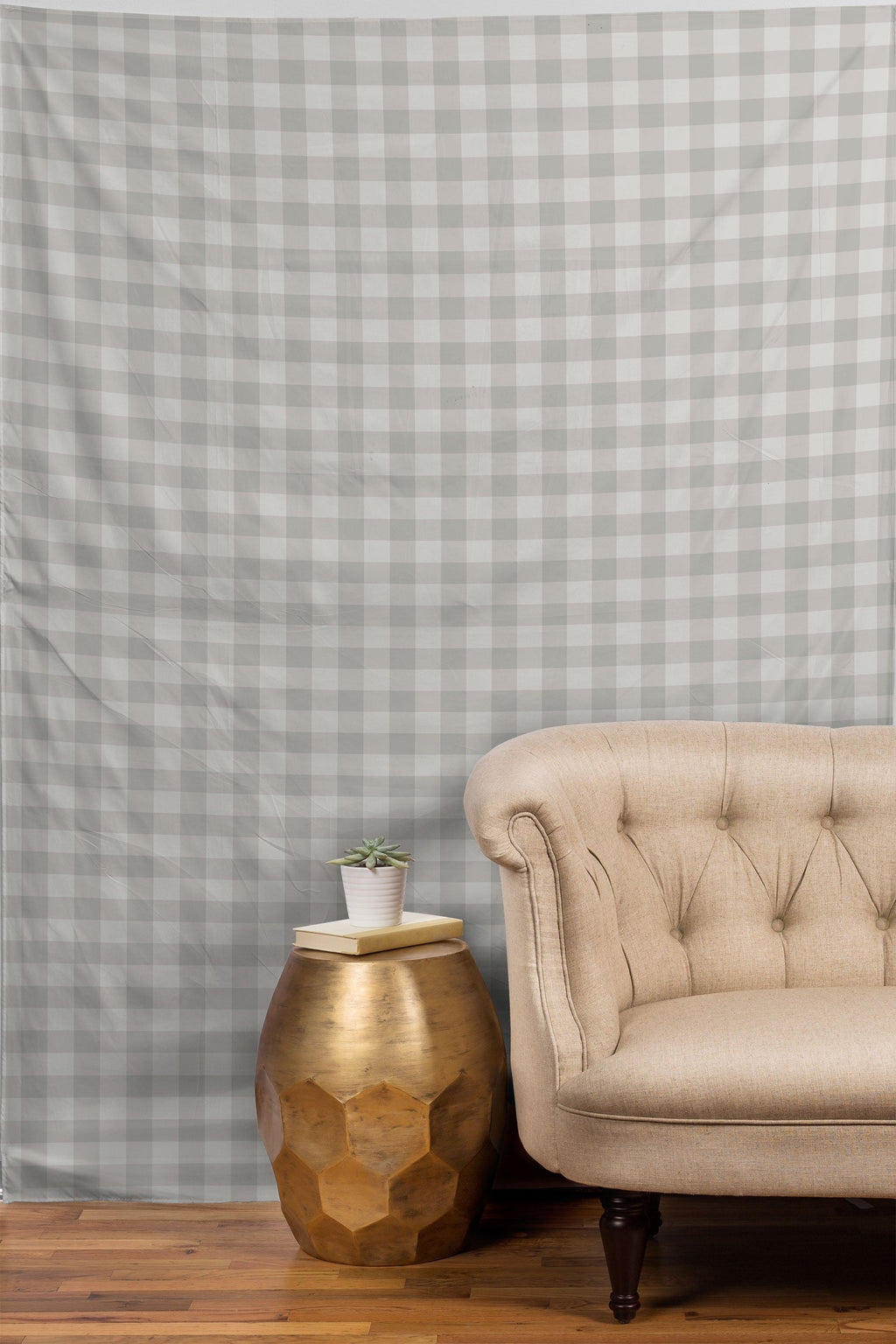 Colour Poems Gingham Plaid Pattern Cloud White Tapestry