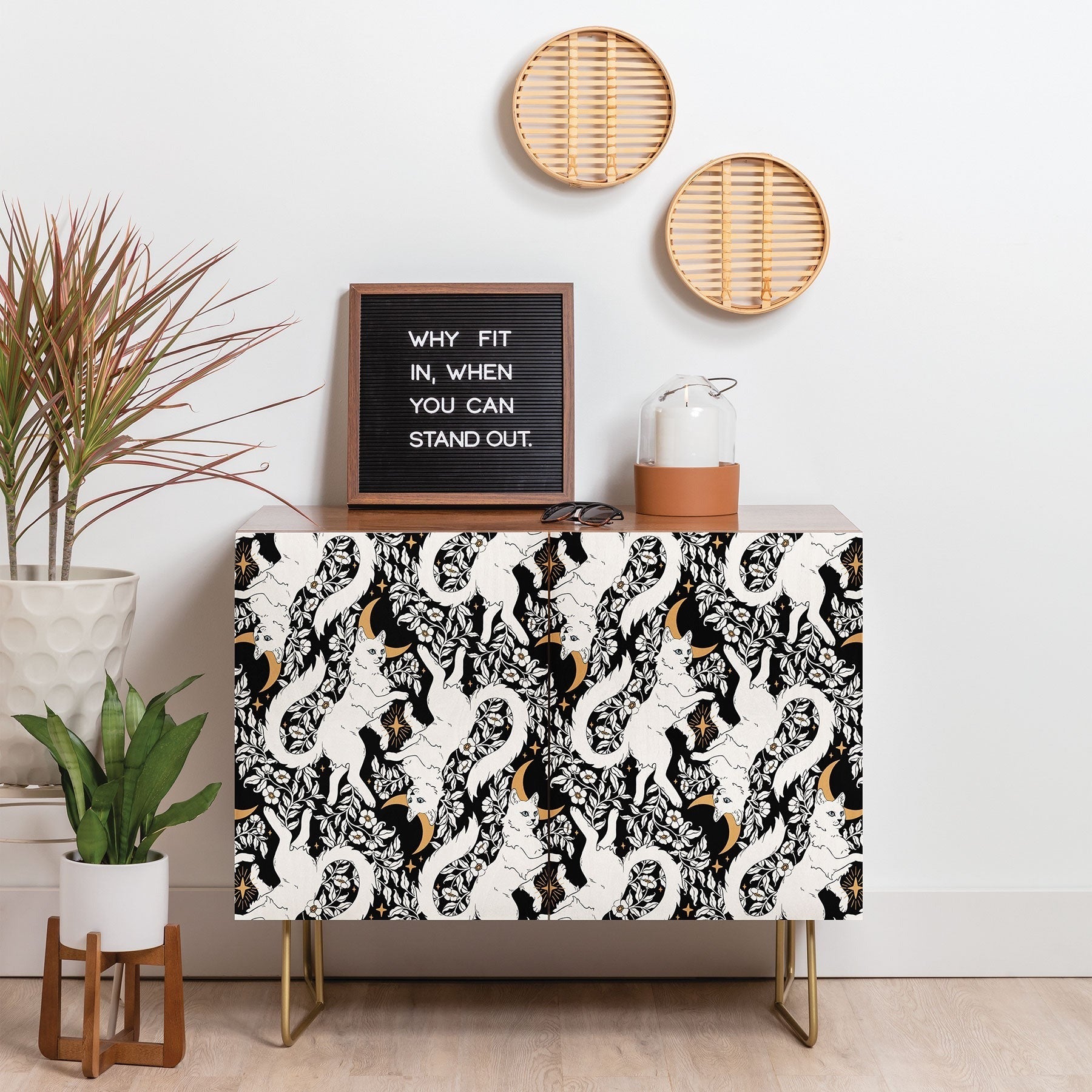 Avenie Celestial Cats Gold Credenza