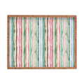 Ninola Design Botanic Retreat Watercolor Stripes Green Orange Red Rectangular Tray