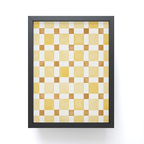 Ninola Design Everyday Artifact Checker Mosaic Tiles Geometry Yellow Framed Mini Art Print