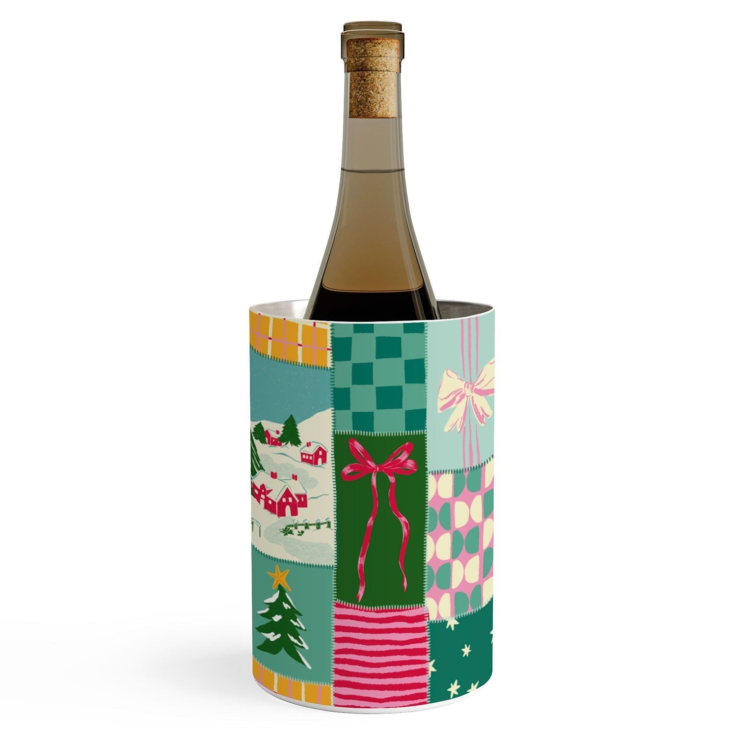 LouBruzzoni Cozy Christmas Patchwork Wine Chiller