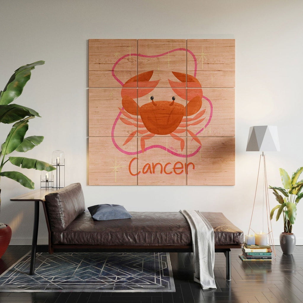 Little Om Zodiac Signs Cancer Wood Wall Mural