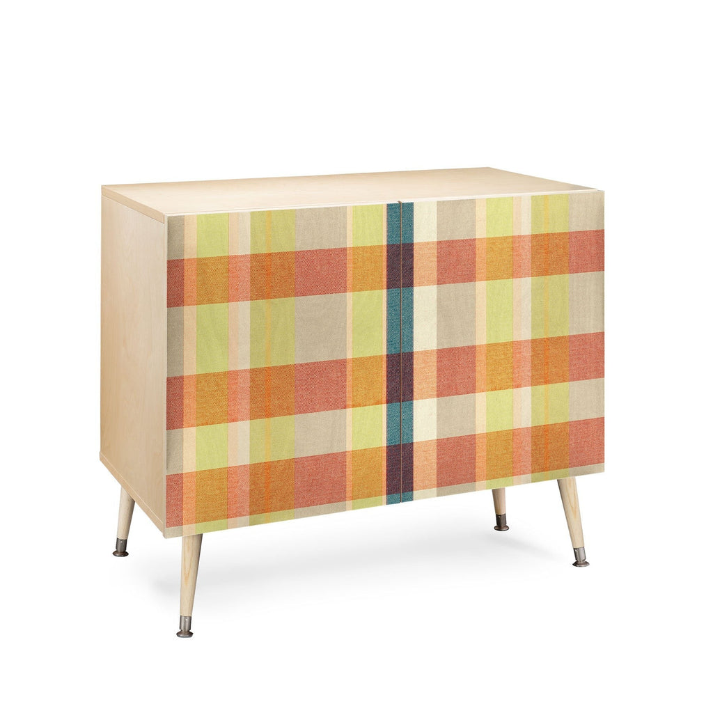 Marta Barragan Camarasa Retro Picnic Plaid Warm Tones Credenza