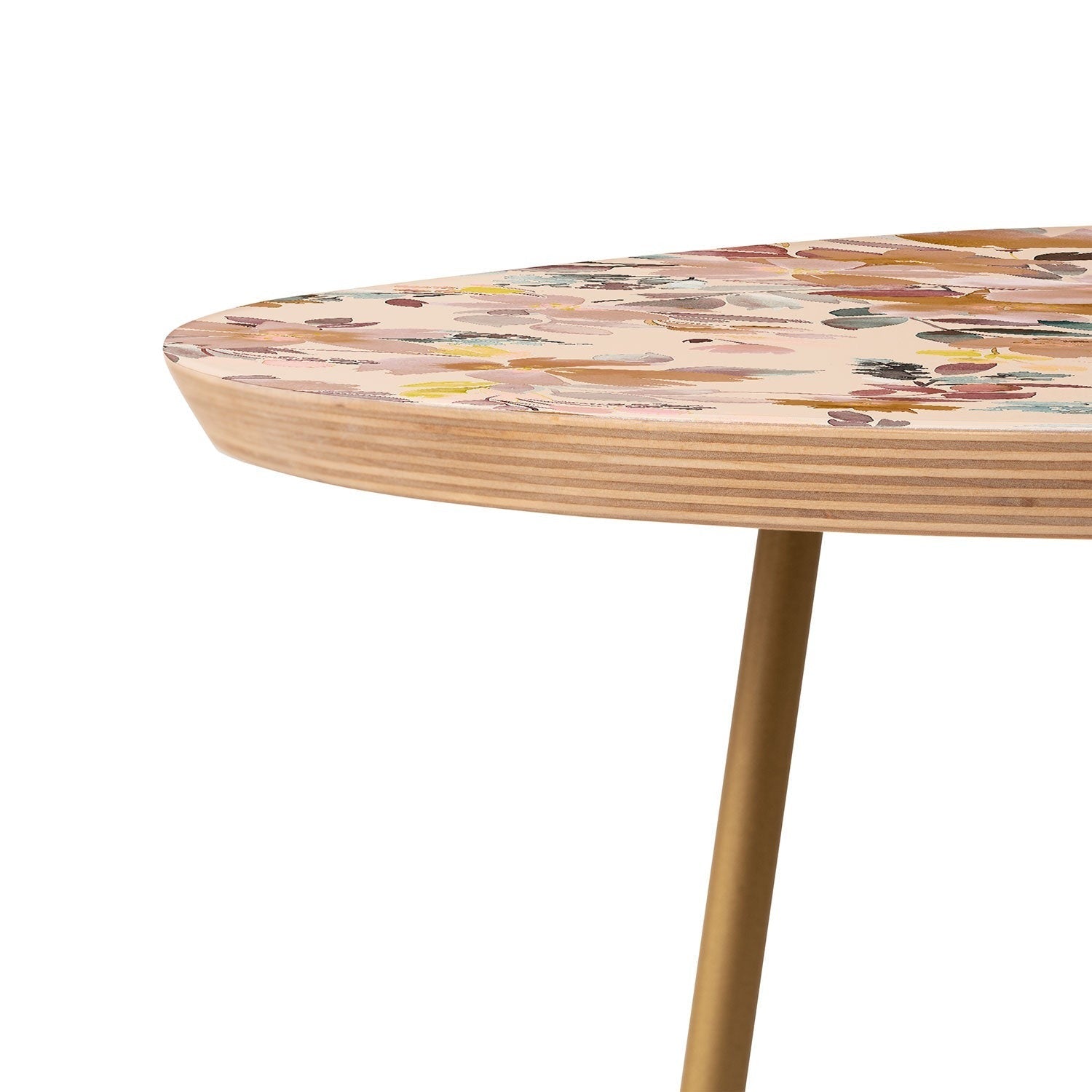 Ninola Design Botanic Retreat Floral Oleander Whimsical Soft Pink Round Side Table