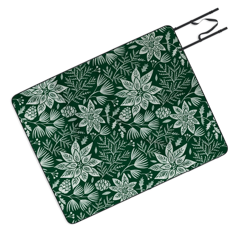 Pimlada Phuapradit Christmas Poinsettia Picnic Blanket