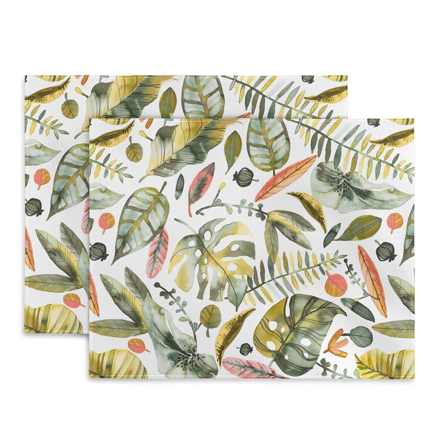 Ninola Design Botanic Retreat Tropical Jungle Leaves Botanical Green Orange Placemat