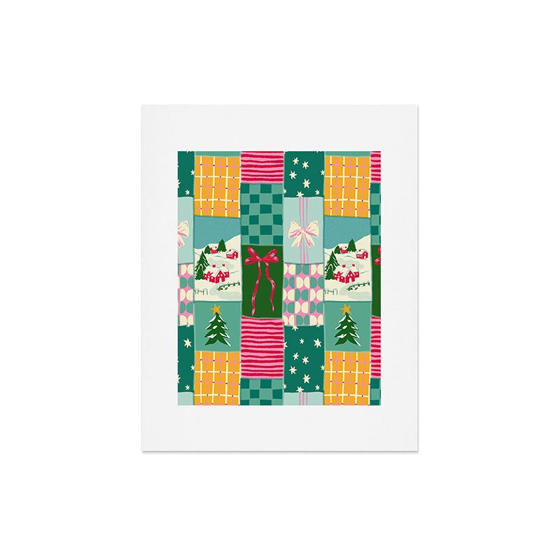 LouBruzzoni Cozy Christmas Patchwork Art Print