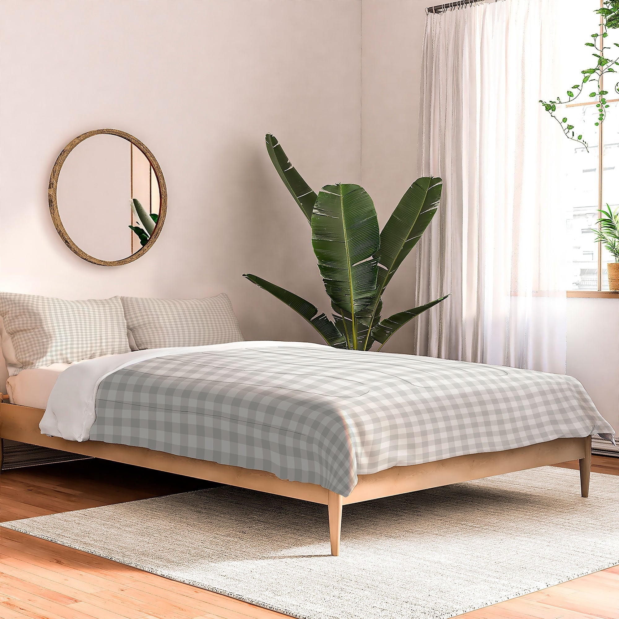 Colour Poems Gingham Plaid Pattern Cloud White Comforter