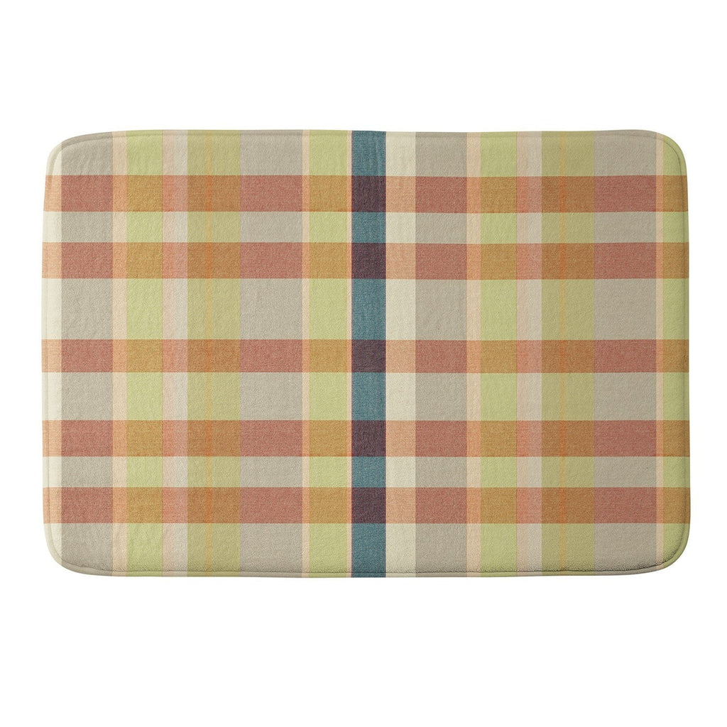 Marta Barragan Camarasa Retro Picnic Plaid Warm Tones Memory Foam Bath Mat