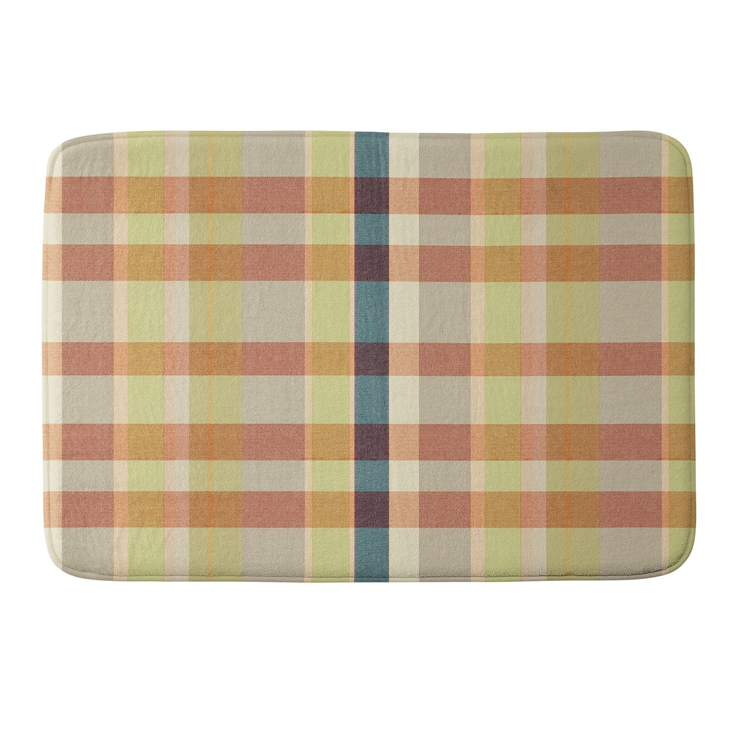 Marta Barragan Camarasa Retro Picnic Plaid Warm Tones Memory Foam Bath Mat