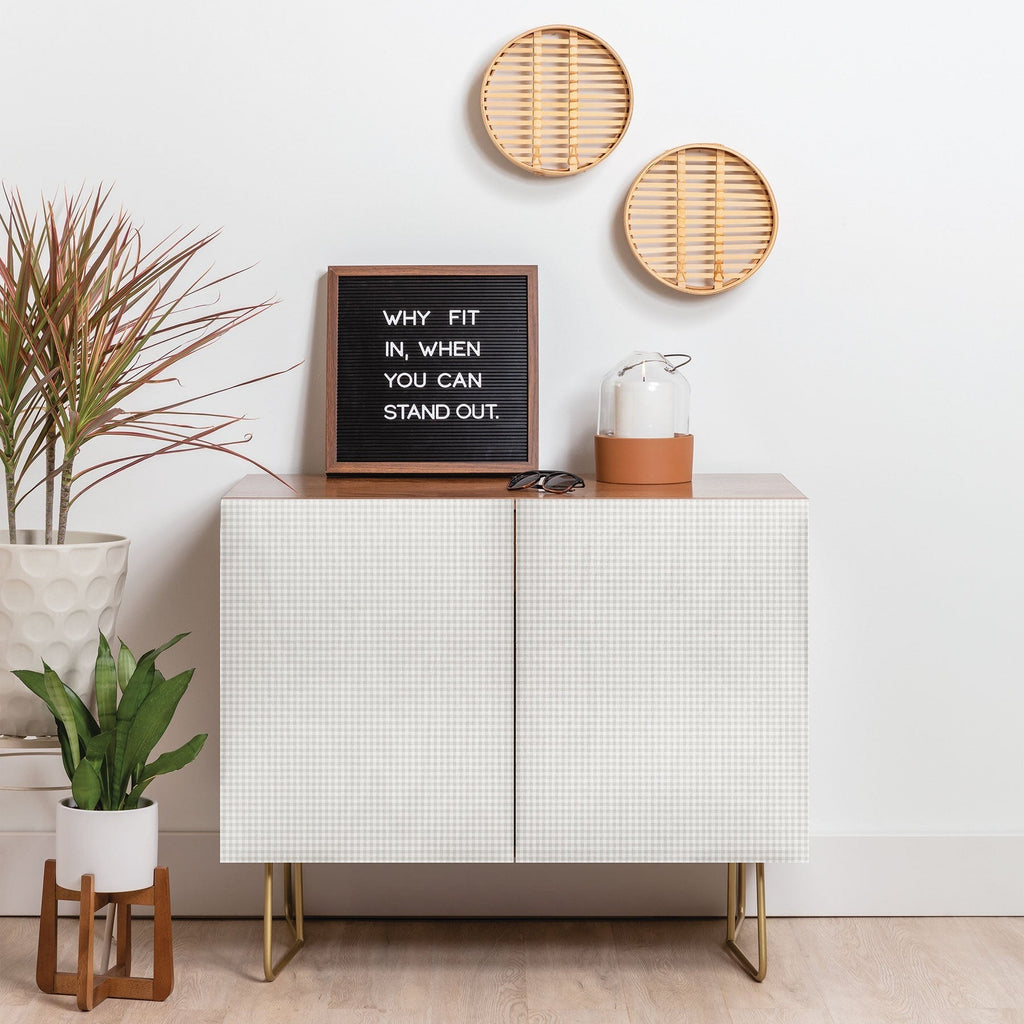 Colour Poems Gingham Plaid Pattern Cloud White Credenza