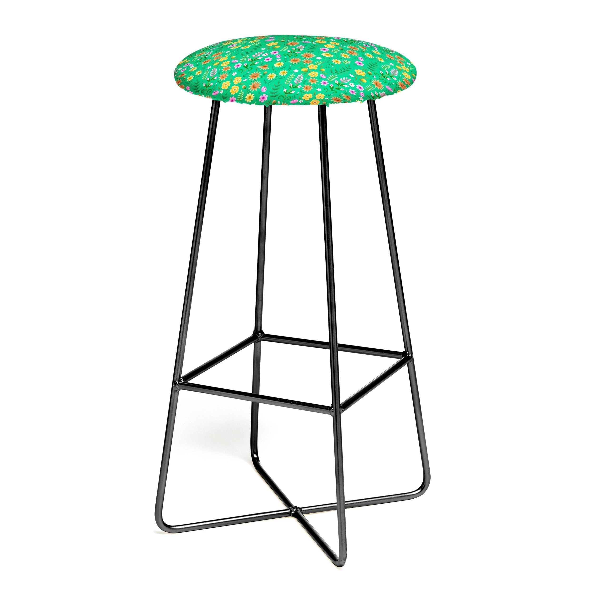 Pimlada Phuapradit Ditsy Spring Floral Green Bar Stool