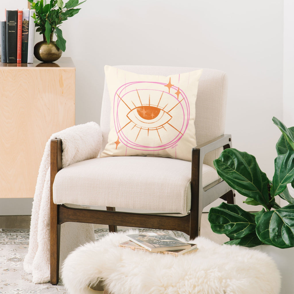 Little Om Celestial Eye cream Throw Pillow