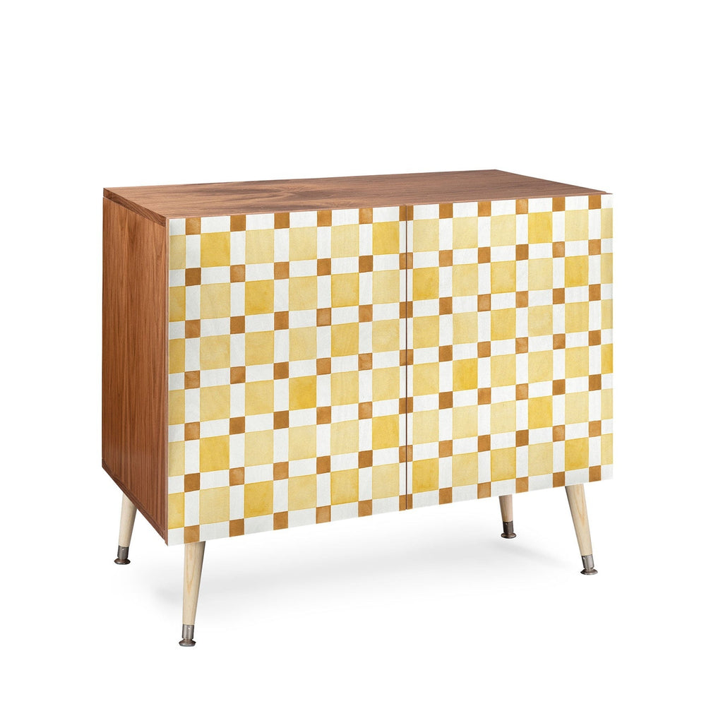 Ninola Design Everyday Artifact Checker Mosaic Tiles Geometry Yellow Credenza