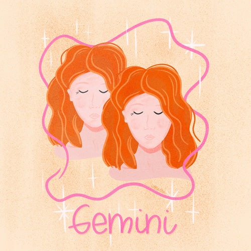 Little Om Zodiac Signs Gemini Shower Curtain