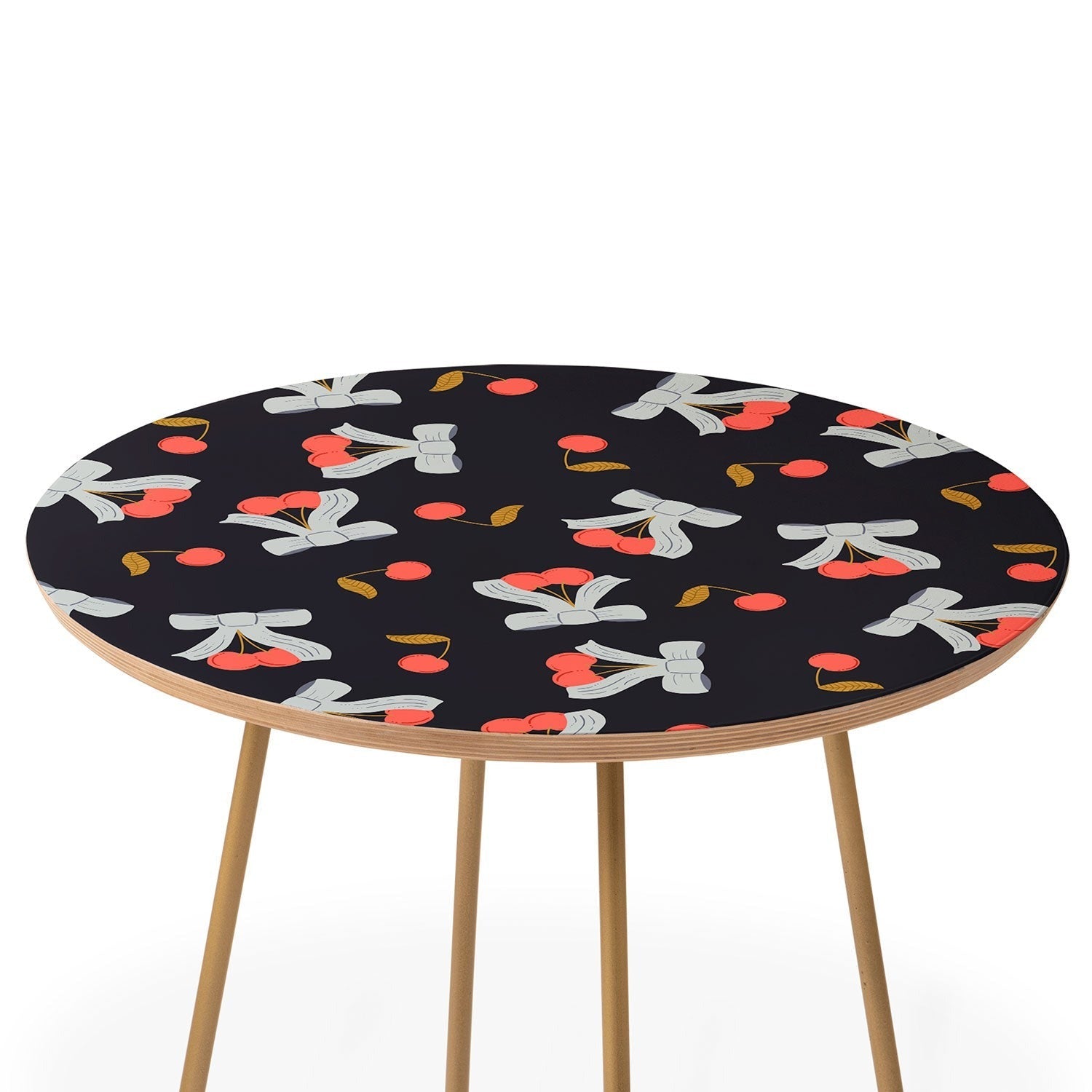 Jennifer Labre Cherries and Bows Round Side Table