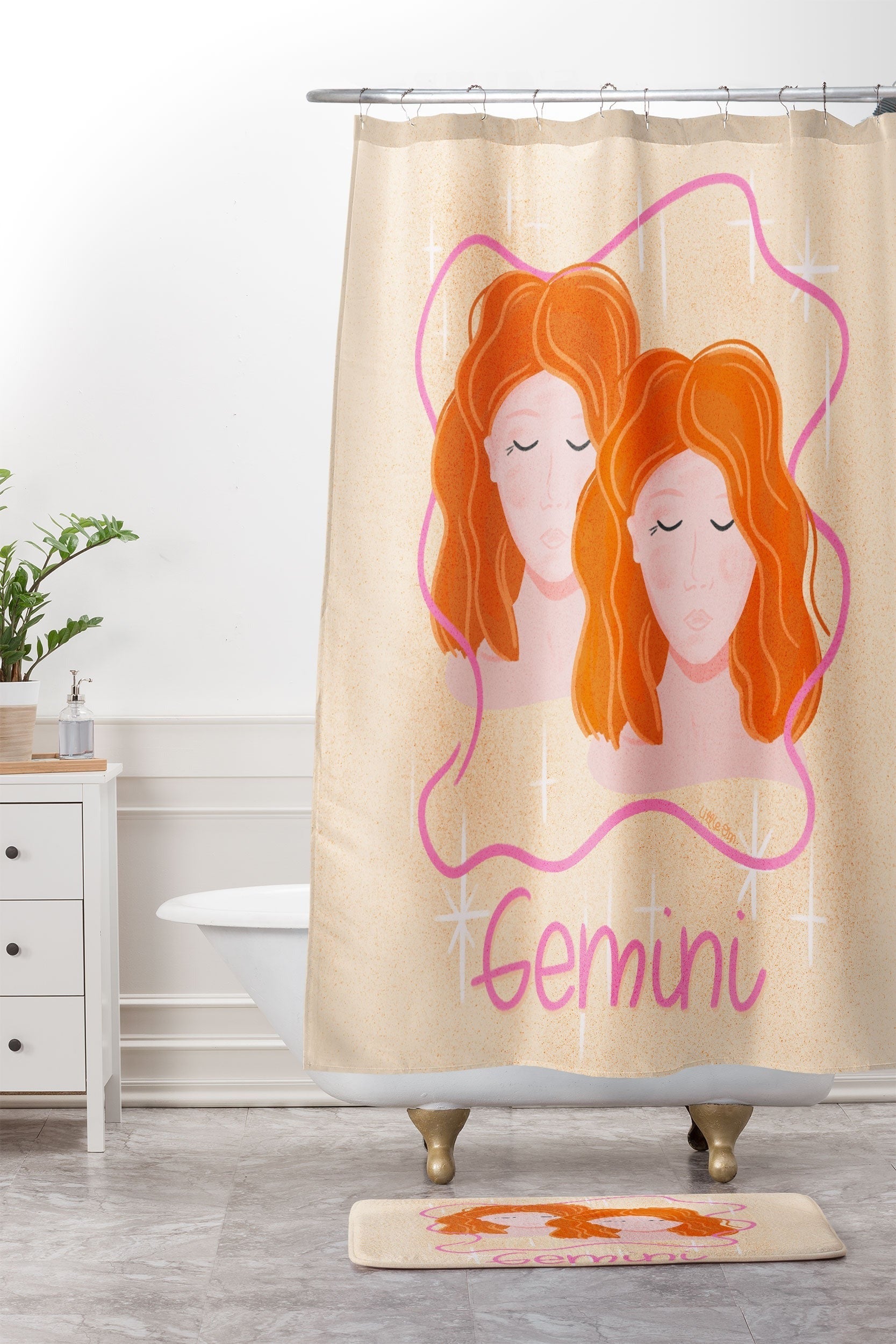 Little Om Zodiac Signs Gemini Memory Foam Bath Mat