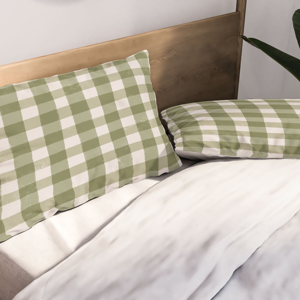 Menina Lisboa Rustic Green Plaid Pillow Shams