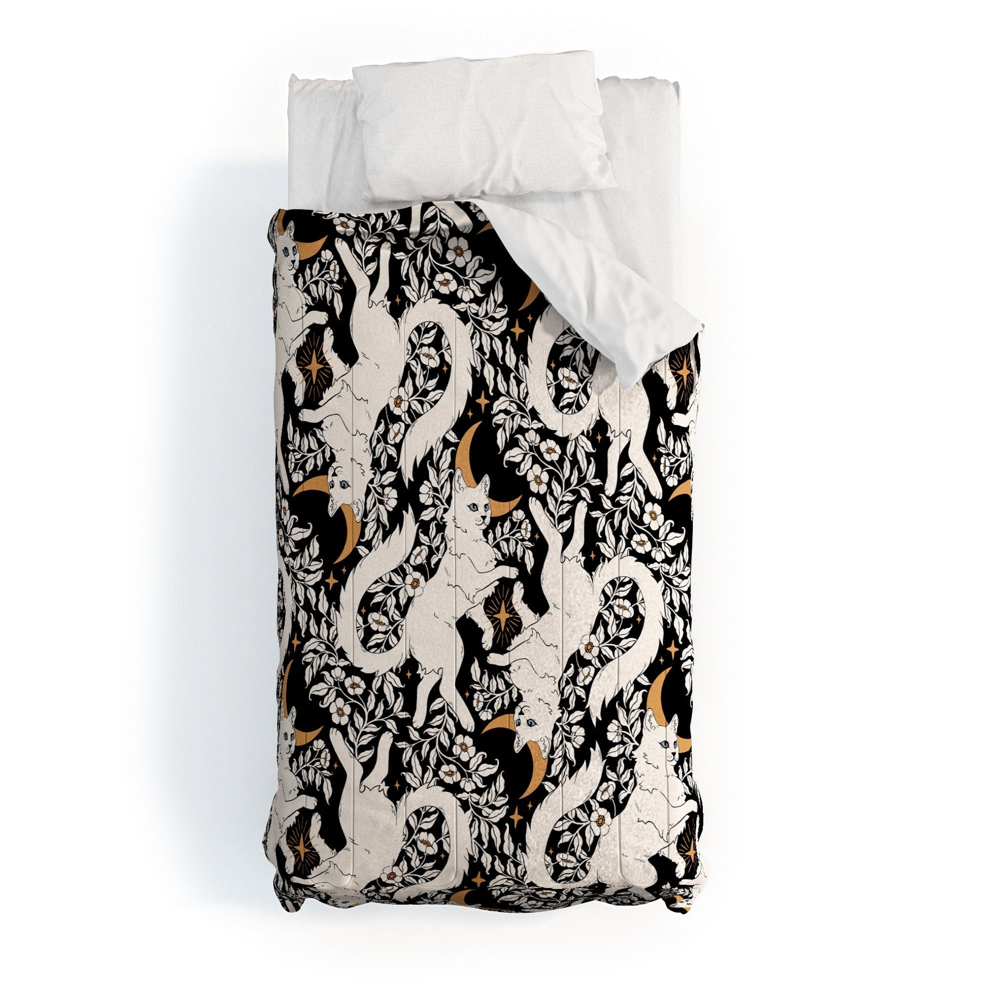 Avenie Celestial Cats Gold Comforter