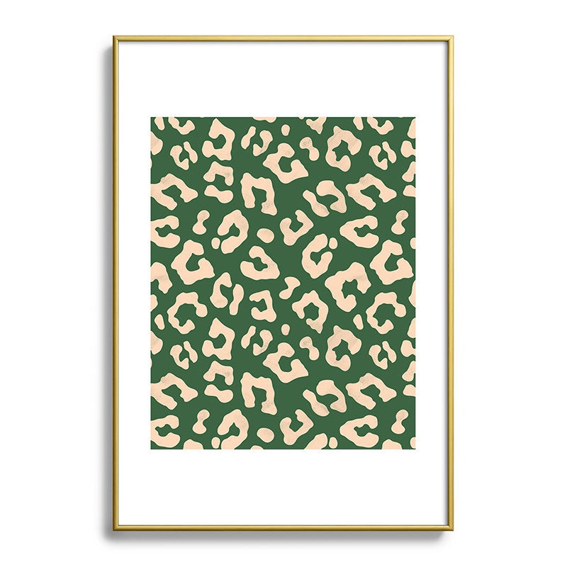 Avenie BR Cheetah Print In Green Metal Framed Art Print
